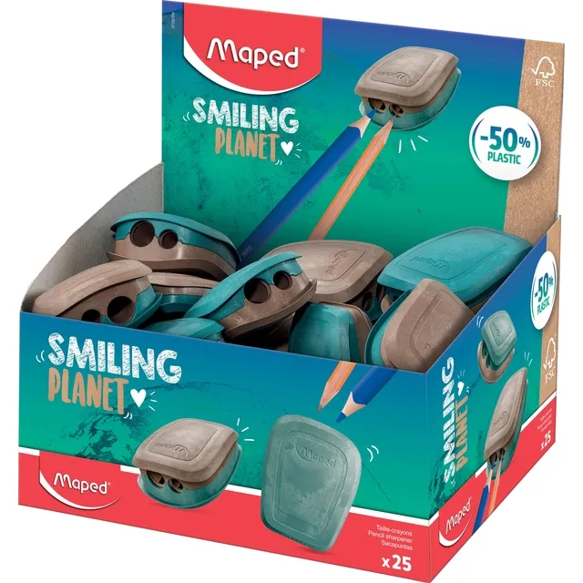 Maped Puntenslijper Maped Smiling Planet 2-gaats display à 25 stuks