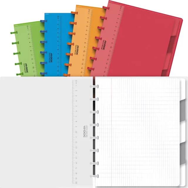 Adoc Colorlines schrift, ft A5, 144 bladzijden,commercieel geruit, geassorteerde kleuren blauw