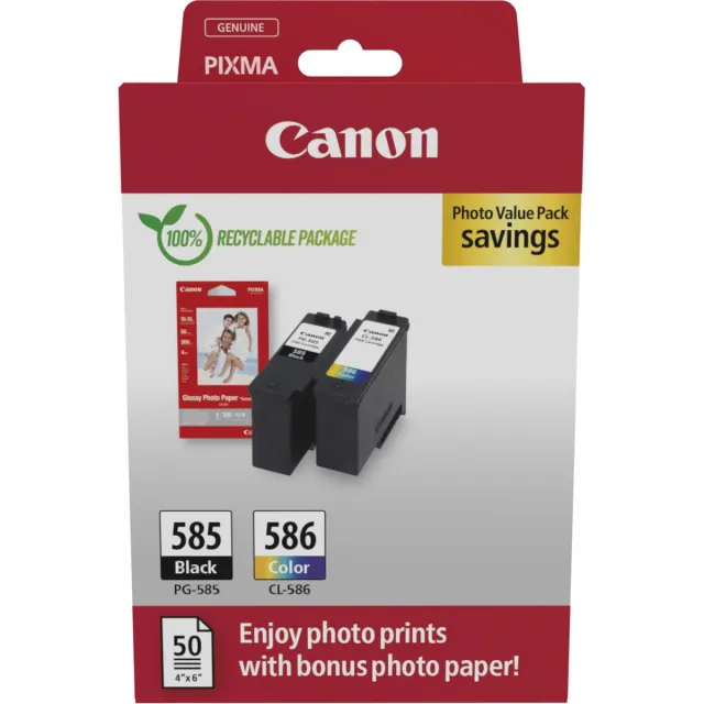 Canon PG-585/CL-586 PVP inktcartridge 2 stuk(s) Origineel Zwart, Cyaan, Magenta, Geel Zwart;Cyaan;Magenta;Geel
