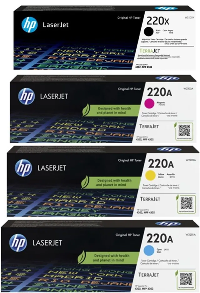 HP 220X & 220A - Originele LaserJet Tonercartridges - Zwart/Cyaan/Magenta/Geel - 4 Pack Kleur