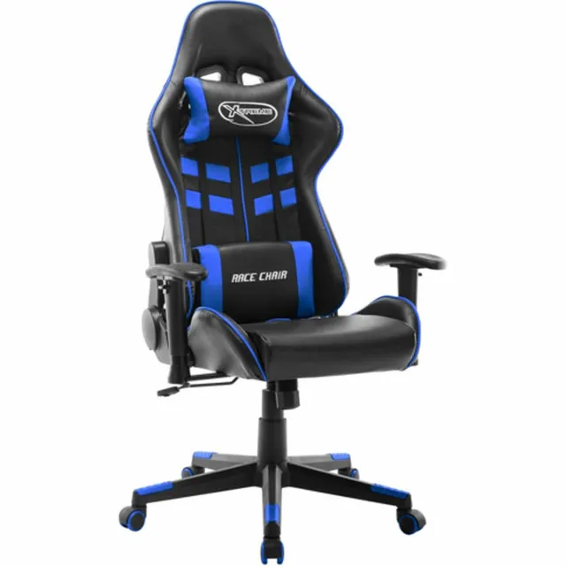 vidaXL Gamestoel - kunstleer - zwart - en - blauw zwart en blauw