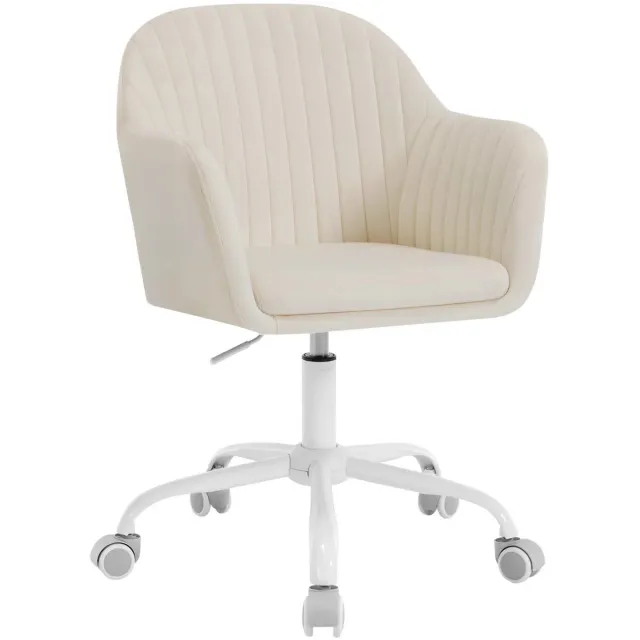 LUMÉ STORE Bureaustoel - Kantoorstoel - Draaifauteuil - Make-up Stoel - Kaptafelstoel - Fluweel - Hoogte Verstelbaar - Beige