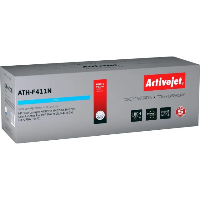ActiveJet Toner Activejet ATH-F411N (replacement HP 411A CF411A; Supreme; 2 300 pages; Cyan) Zwart