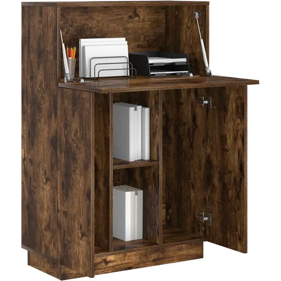 vidaXL Bureau Gerookt eiken 71,5 x 31,5 x 106,5 cm Bewerkt hout Bruin