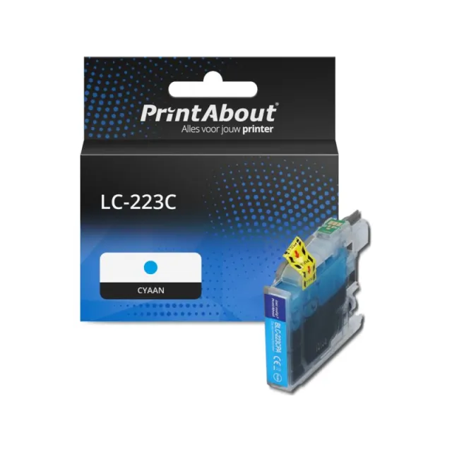 PrintAbout huismerk Inktcartridge LC-223C Cyaan Geschikt voor Brother