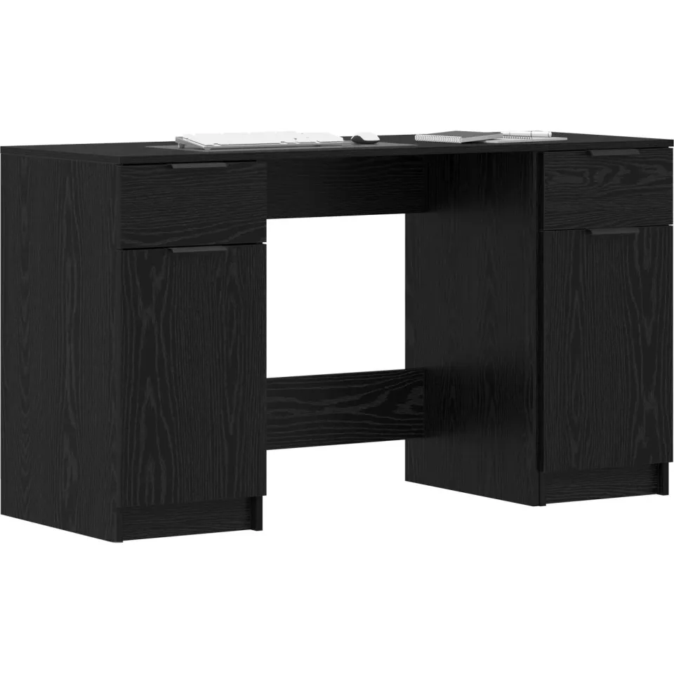vidaXL Bureau met lade Zwart Eiken 133 x 50 x 75 cm Bewerkt hout