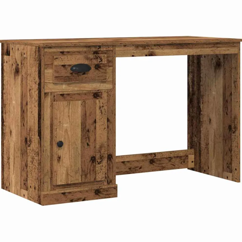 vidaXL Bureau Oud Hout 50 x 115 x 75 cm Bewerkt hout bruin, foto 3