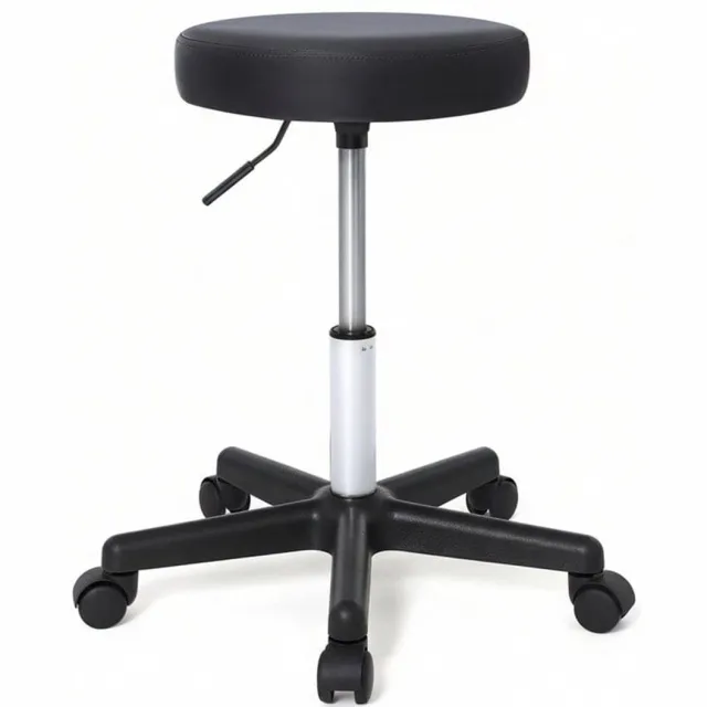 Klarven Kruk Zwart - Verstelbare Barkruk - Krukken - Bar Stool - In Hoogte Verstelbaar 44-60cm - Draaibaar 360 Graden - Op Wielen