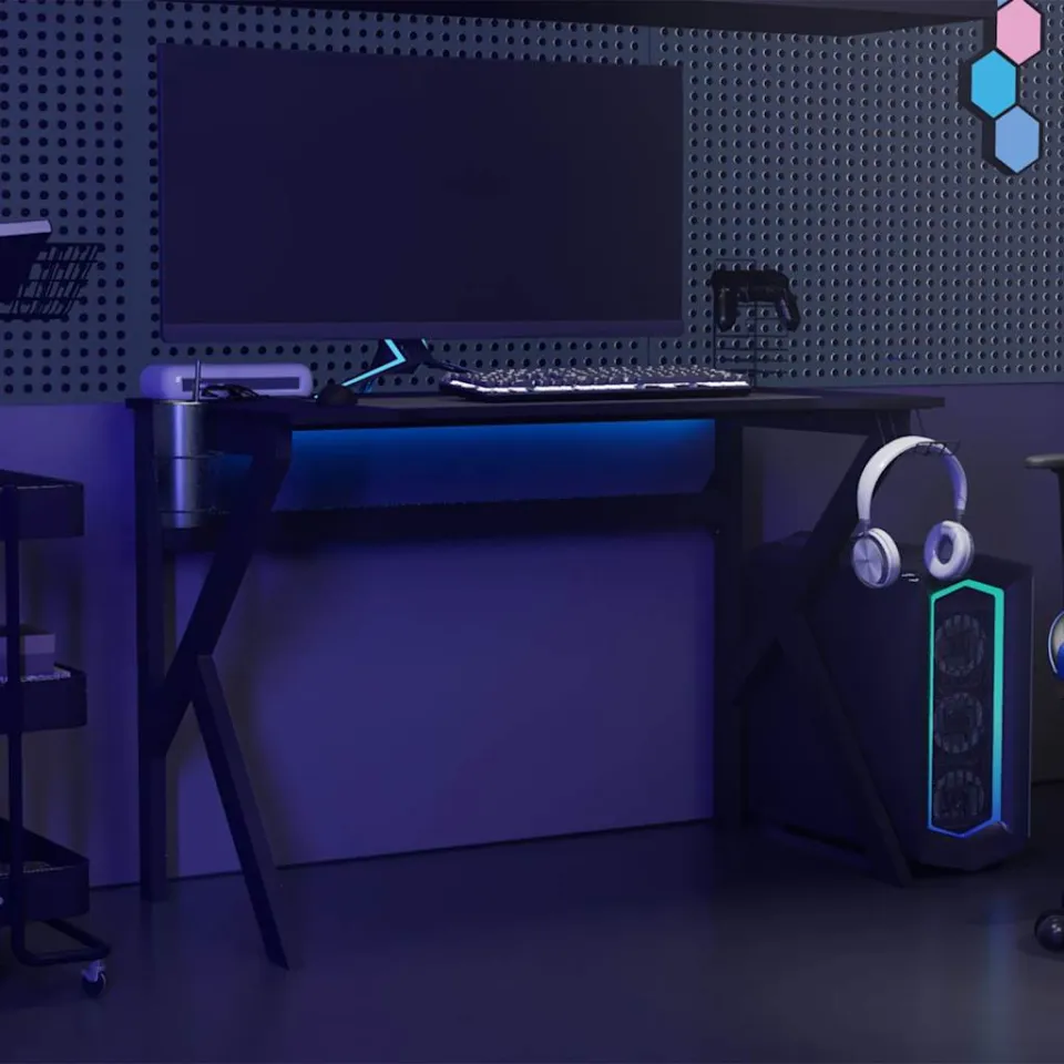 vidaXL Gamingbureau met K-vormige poten 110x60x75 cm zwart, foto 3