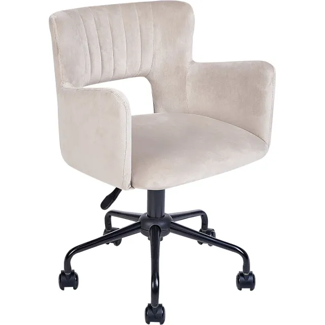Beliani SANILAC - Bureaustoel - Taupe - Fluweel Beige