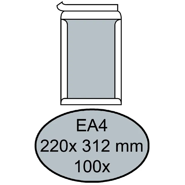 Quantore Envelop Quantore bordrug EA4 220x312mm zelfklevend wit 100 stuks