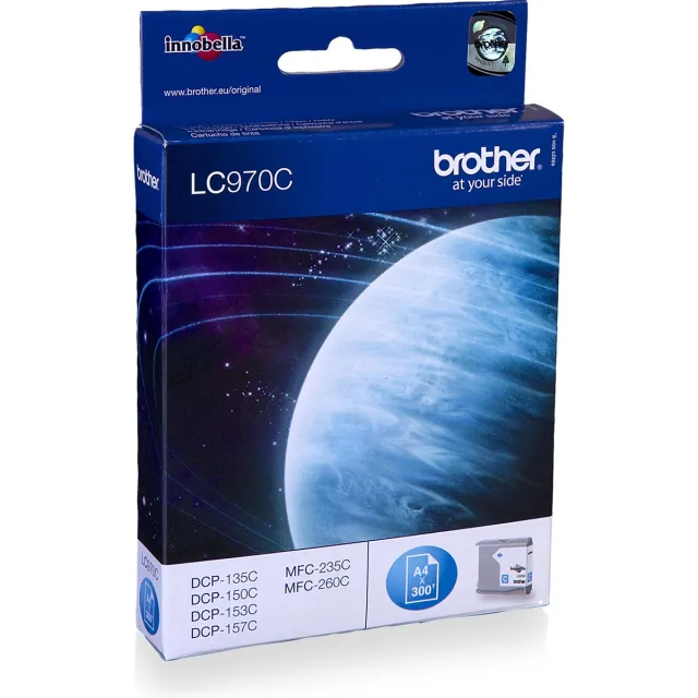 Brother LC-970 inktcartridge cyaan standard capacity 300 pagina's 1-pack blister zonder alarm