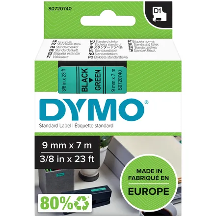 Dymo Labeltape Dymo LabelManager D1 polyester 9mm zwart op groen