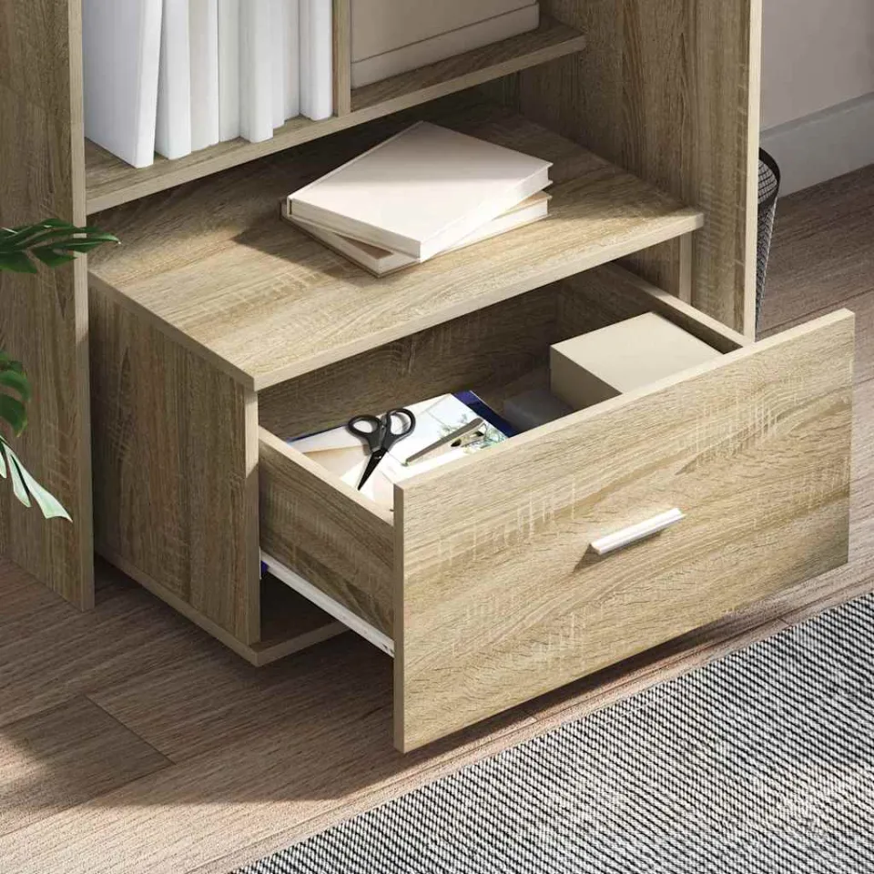 vidaXL Bureau Sonoma Eiken Bewerkt hout 131,5 x 50 x 106,5 cm, foto 4
