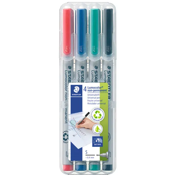 Staedtler Viltstift Staedtler Lumocolor 311 non permanent S set à 4 assorti