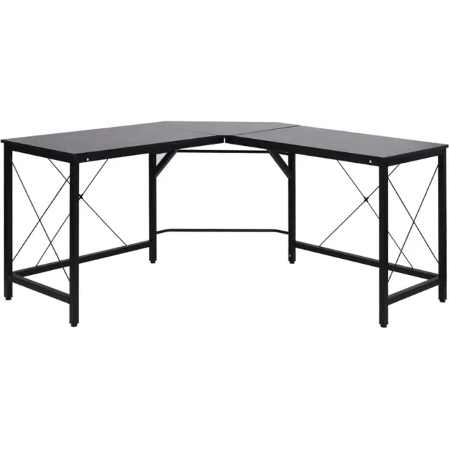 ZYLARO L-vormig Hoekbureau 150 x 150 x 76 cm – Computerbureau met Metalen Frame – Zwart naturel + zwart