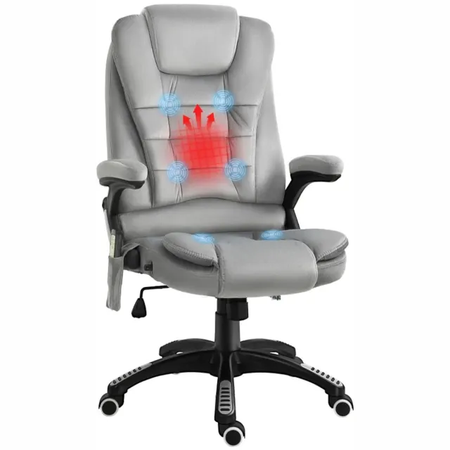 ZYLARO Ergonomische Bureaustoel met Massagefunctie & Verwarming - In Hoogte Verstelbaar - Max. kanteling 130° - 360° Draaibaar - Kantoorstoel - Gamestoel - Volwassenen Stoel - Directiestoel - Computerstoel - Grijs