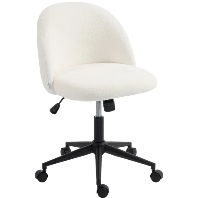 STILVORA Bureaustoel 52 x 59 x 75,5-84,5 cm - Draaibaar En In Hoogte Verstelbaar Met Wielen - Voor Kantoor En Thuiswerkplek - Teddyfleece Cremewit Crèmewit