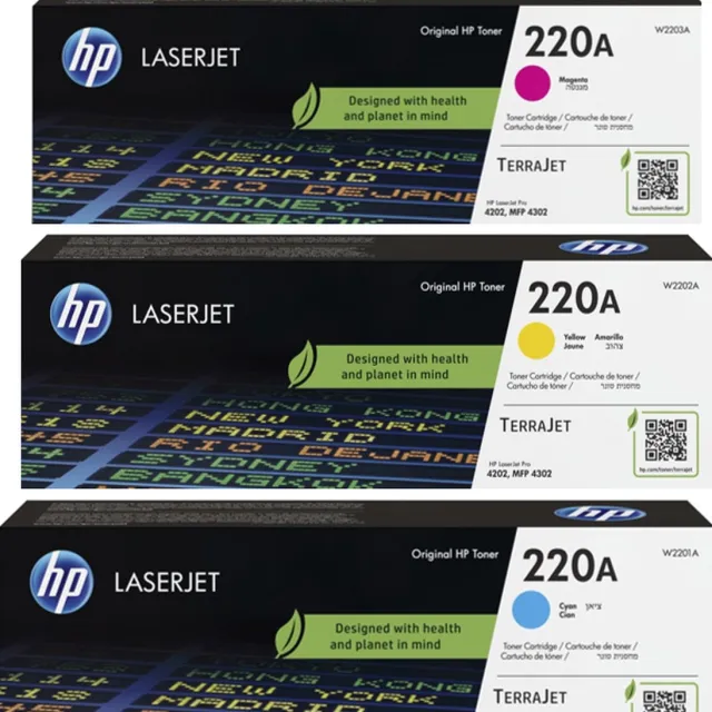 Hp 220A - Tonercartridge - Origineel - Standaard Capaciteit - Rainbowkit - Cyaan/Magenta/Geel