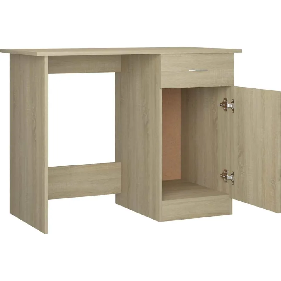 vidaXL Bureau 100x50x76 cm bewerkt hout sonoma eikenkleurig, foto 4