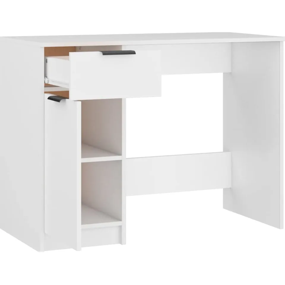 vidaXL Bureau 100x50x75 cm bewerkt hout wit, foto 4