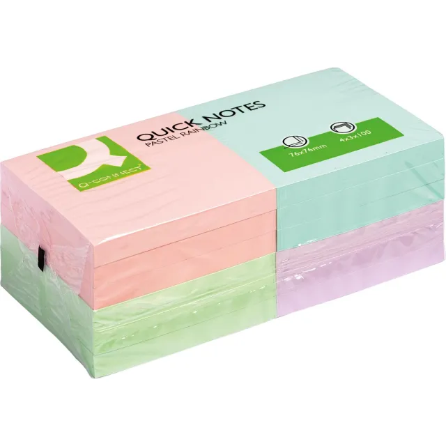 Q-CONNECT Quick Notes, ft 76 x 76 mm, 100 vel, pak van 12 blokken in pastelkleuren blauw