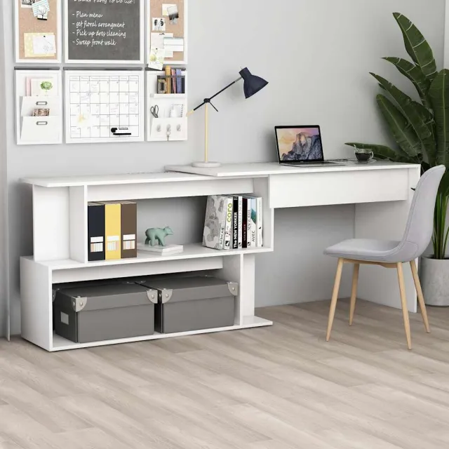 vidaXL Hoekbureau 200x50x76 cm bewerkt hout wit, foto 2
