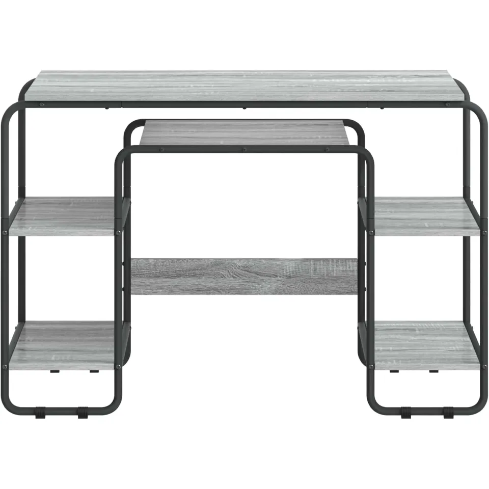 vidaXL Bureau met opbergruimte Grijs Sonoma 113.5 x 52 x 75.5 cm