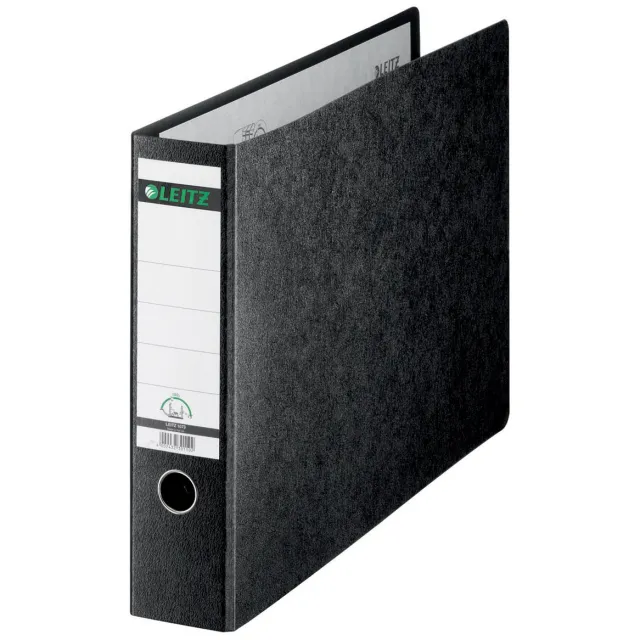 Leitz Ordner leitz 1073 180° zonder sleuven en Randbeschermers 77mm karton a3 dwars zwart