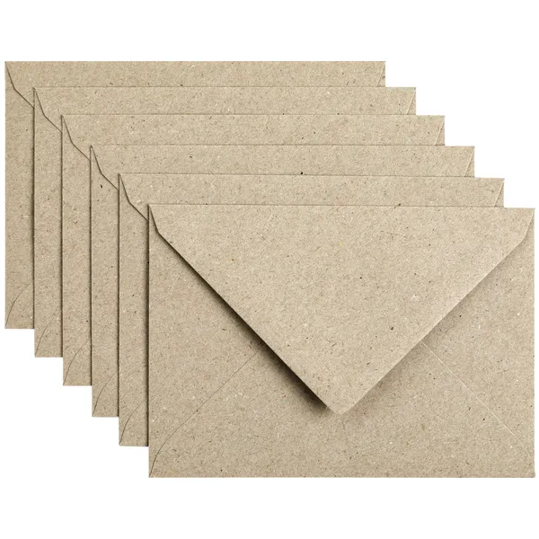 Papicolor Envelop Papicolor C6 114x162mm kraft grijs pak à 6 stuks