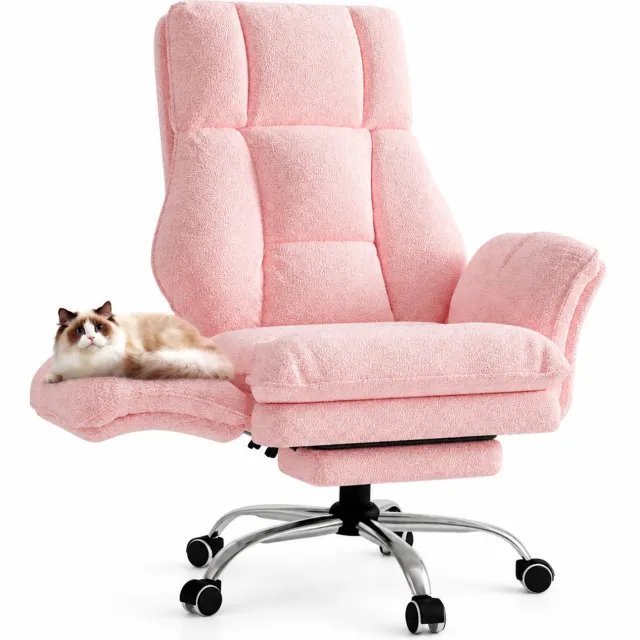 VILIMA Luxe bureaustoel - Roze - Ergonomische bureaustoel - Bureaustoel - Gamestoel - Draaibaar - Voetensteun - Wieltjes