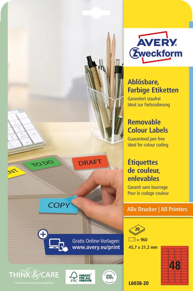 Avery Zweckform Avery Mini-etiketten rood