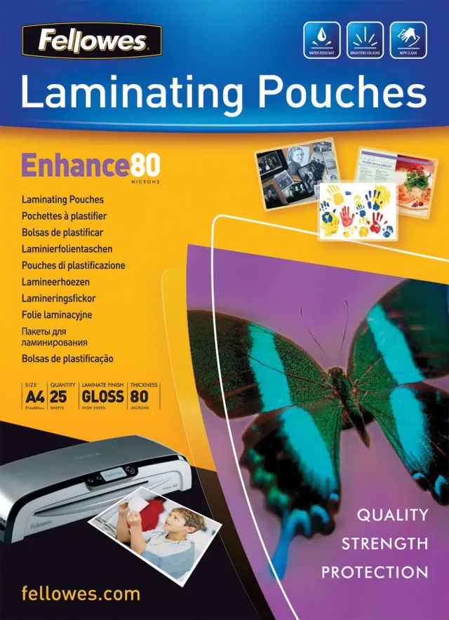 Fellowes lamineerhoezen ft 210 x 297 mm, 160 micron (2 x 80 micron), glanzend, pak van 25 stuks