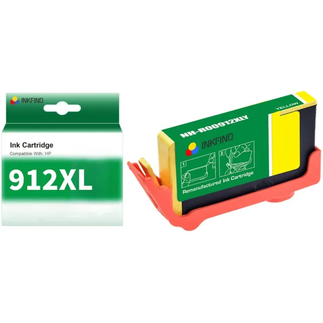 INKFIND 912XL Geel Inktcartridge compatibel met HP912 HP912XL HP 912 HP 912XL 3YL83AE voor HP OfficeJet Pro 8010 8012 8014 8015 8020 8022 8023 8024 8025 Hoge Capaciteit - 1-pack Geel Geel x 1