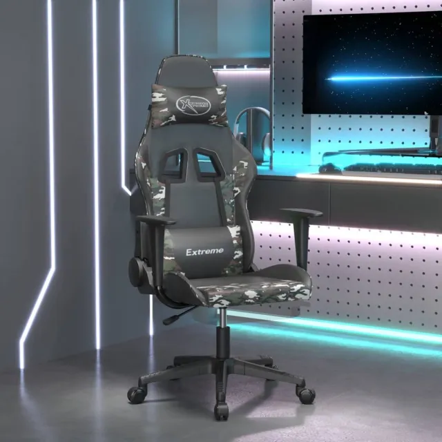 vidaXL Gamestoel - met - voetensteun - kunstleer - zwart - en - camouflage zwart en camouflage