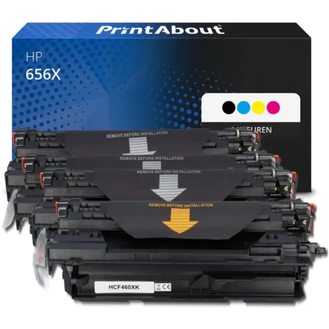 PrintAbout huismerk Toner 656X (CF460X) 4-kleuren Multipack Hoge capaciteit geschikt voor HP