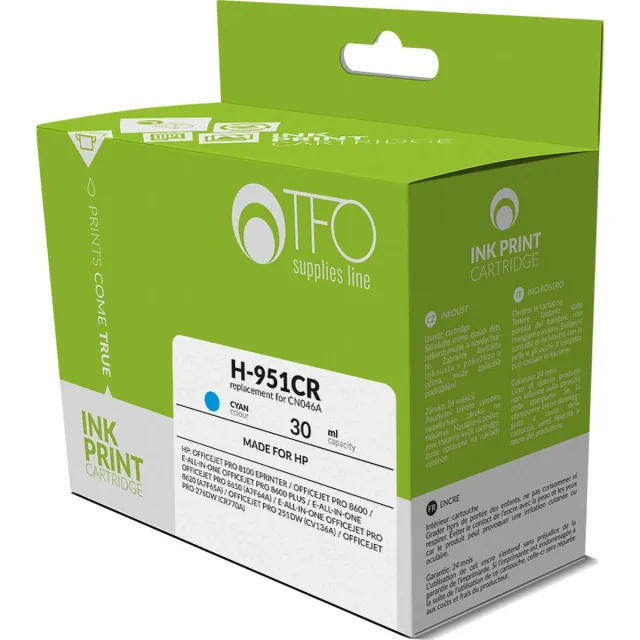 TelForceOne HP Inkt/Toner cartridge H-951CR - Vervangt CN046A - Blauw - Geschikt voor HP OfficeJet Pro 251dw, HP OfficeJet Pro 276dw, HP OfficeJet Pro 8100, HP OfficeJet Pro 8100 e-Printer, HP OfficeJet Pro 8600 e-Printer, HP OfficeJet Pro 8600 Plus N911g