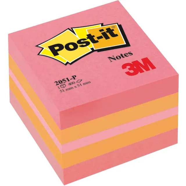 Post-It Notes mini kubus, 400 vel, ft 51 x 51 mm, roze oranje