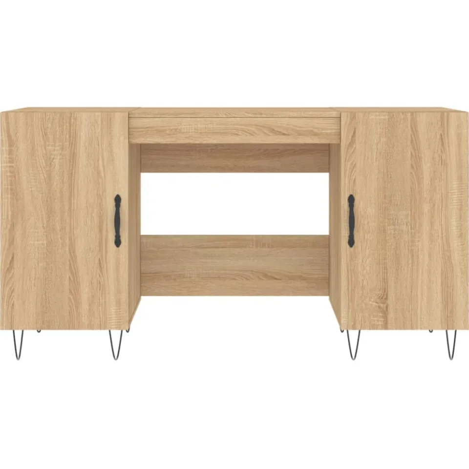 vidaXL Bureau 140x50x75 cm bewerkt hout sonoma eikenkleurig, foto 4