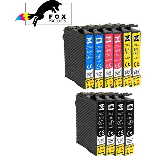 FoxProducts 604 604XL - cartridges - 10stuks geschikt voor epson - Expression Home XP-2200 - XP2205 - XP3200 - XP3205 - XP4200 - XP4205 - WorkForce WF2910DWF - WF2930DWF - WF2950DWF 2xCyan, 2xMagenta, 2xYellow, 4xBlack