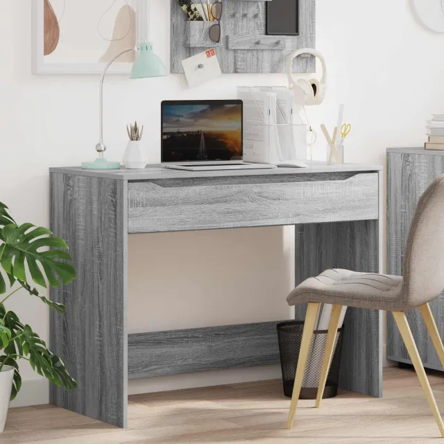 vidaXL Bureau Grijze Sonoma 100 x 50 x 78 cm Geconstrueerd hout grijs, foto 2