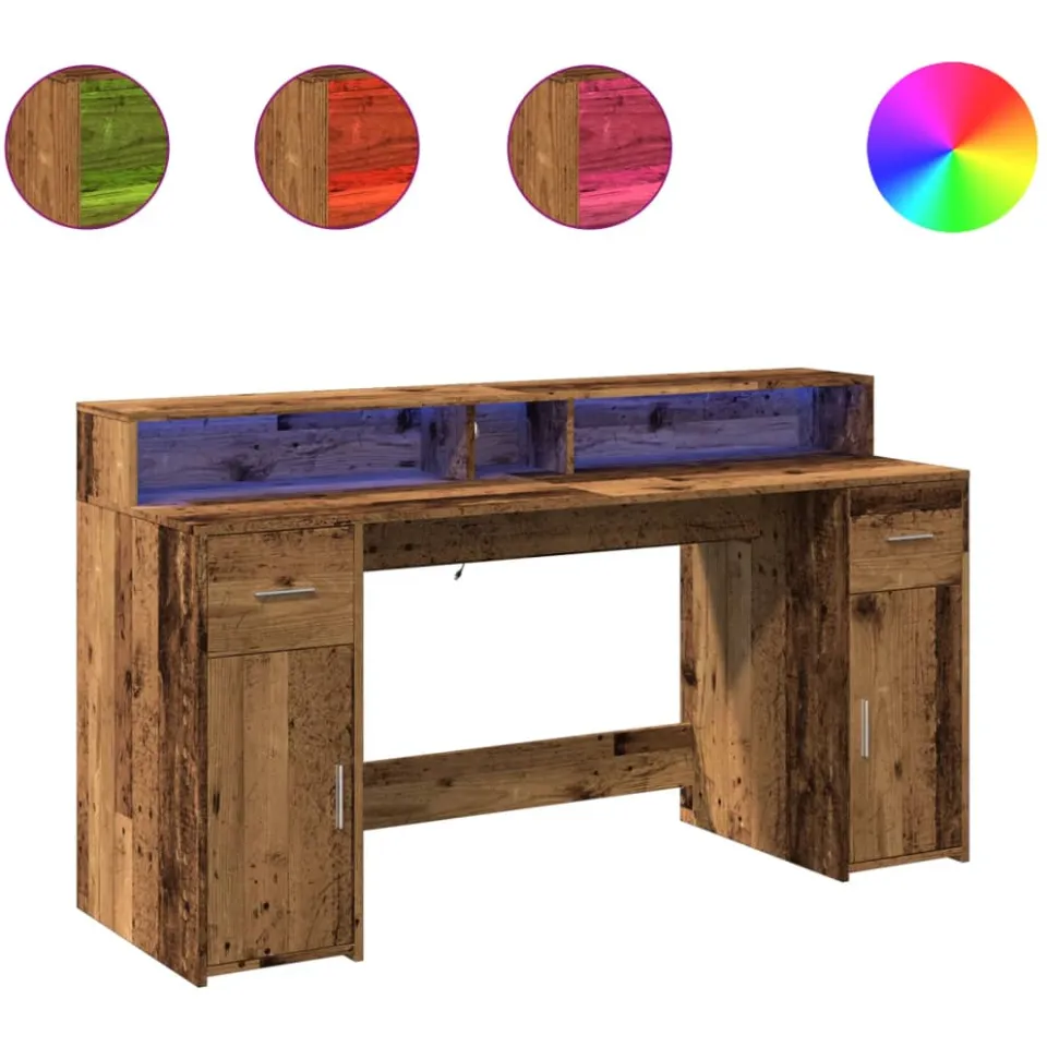 vidaXL Bureau Oud hout 160 x 55 x 91 cm Engineered wood Bruin