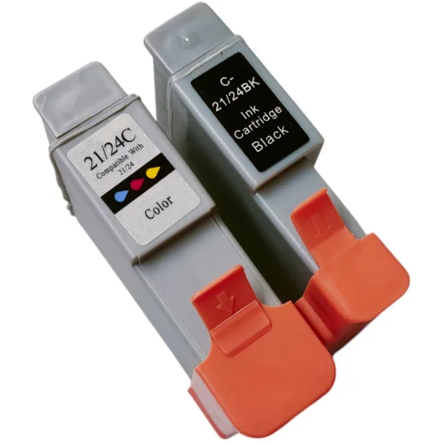 KATRIZ Inkt BCI-21/BCI-24 Zwart & Kleur – Huismerk – Set van 2 Cartridges|Geschikt voor Canon Color Stylewriter 2400 / 2500 /Canon BJ S 100 / 1500/ 2000/ 2100/ 2115/ 2120/ 400/ 4000/ 410/ 4100/ 4200/ 4300/ 4400/ 4400 Photo/4500/ 455/ 4550/ 4650/ 50