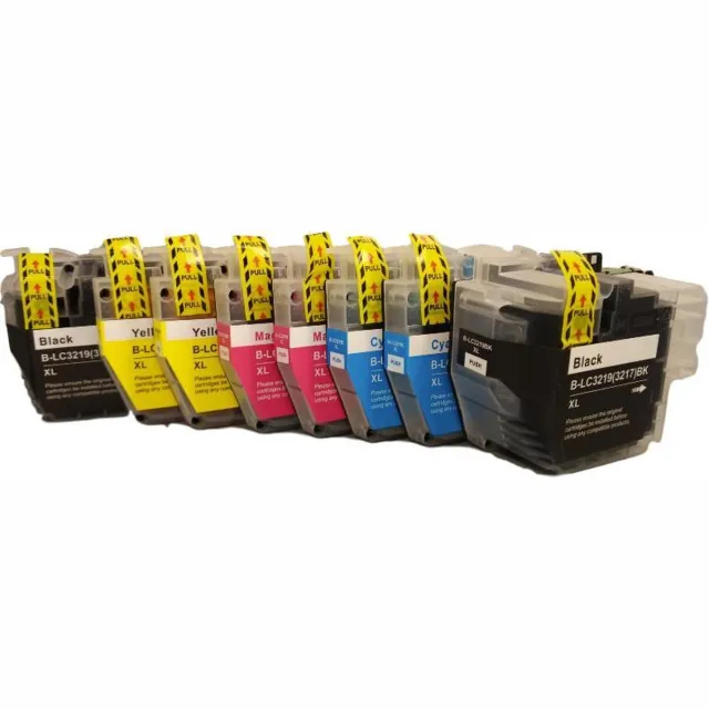 KATRIZ huismerk inkt voor|Brother 2x LC3219XL Zwart + 2x LC3219Cyaan + 2x LC3219Magenta + 2x LC3219XL Geel|8stuks|Met chip Zwart, Cyaan, Magenta, Geel
