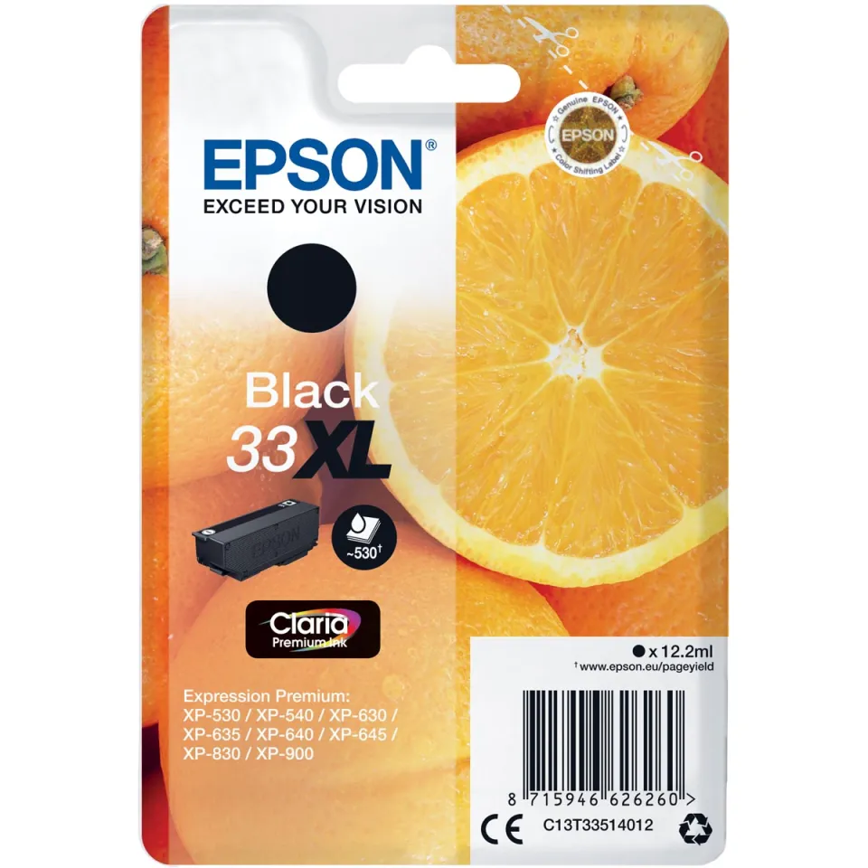 Epson inktcartridge 33XL, 530 pagina's, OEM C13T33514012, zwart