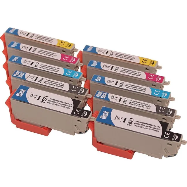 ABC Set 10x ABC huismerk cartridge geschikt voor Epson 26XL voor Expression Premium XP-510 XP-520 XP-600 XP-605 XP-610 XP-615 XP-620 XP-625 XP-700 XP-710 XP-720 XP-800 XP-810 XP-820 Set 10 stuks