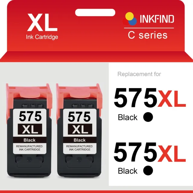 INKFIND 575XL Inktcartridge compatibel met Canon575 Canon 575 Canon PG-575 PG-575XL Hoge Capaciteit / 2-pack Zwart 2-pack Zwart x 2