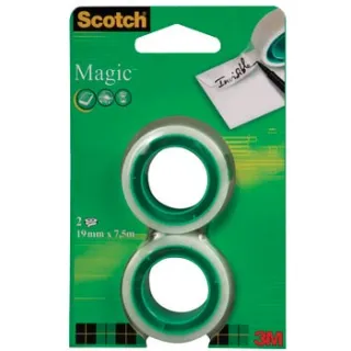 Scotch plakband Magic Tape, ft 19 mm x 7,5 m, blister met 2 rolletjes