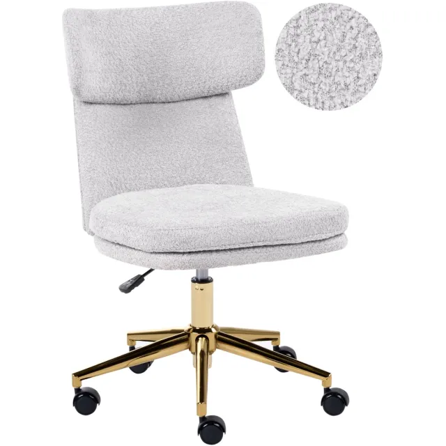 Beliani GRANBY - Bureaustoel - Lichtgrijs - Corduroy