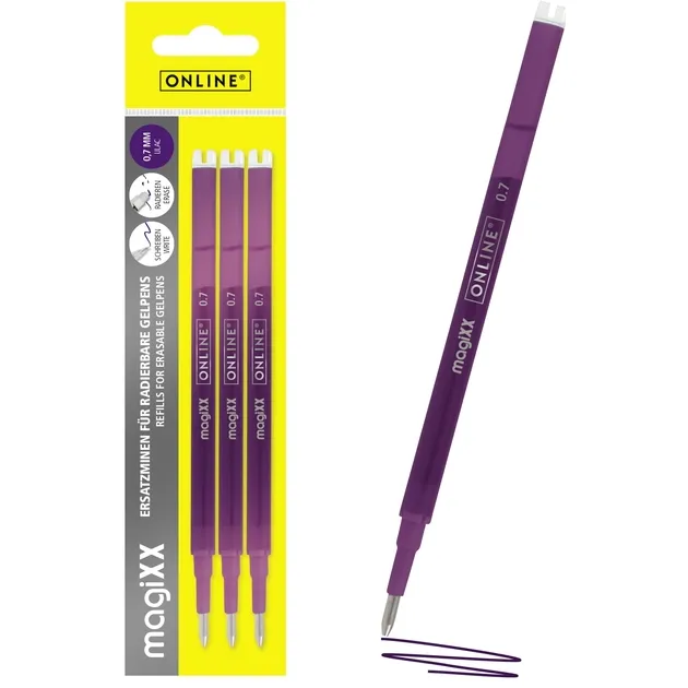 Gelschrijvervulling Online Magixx medium violet blister à 3 stuks